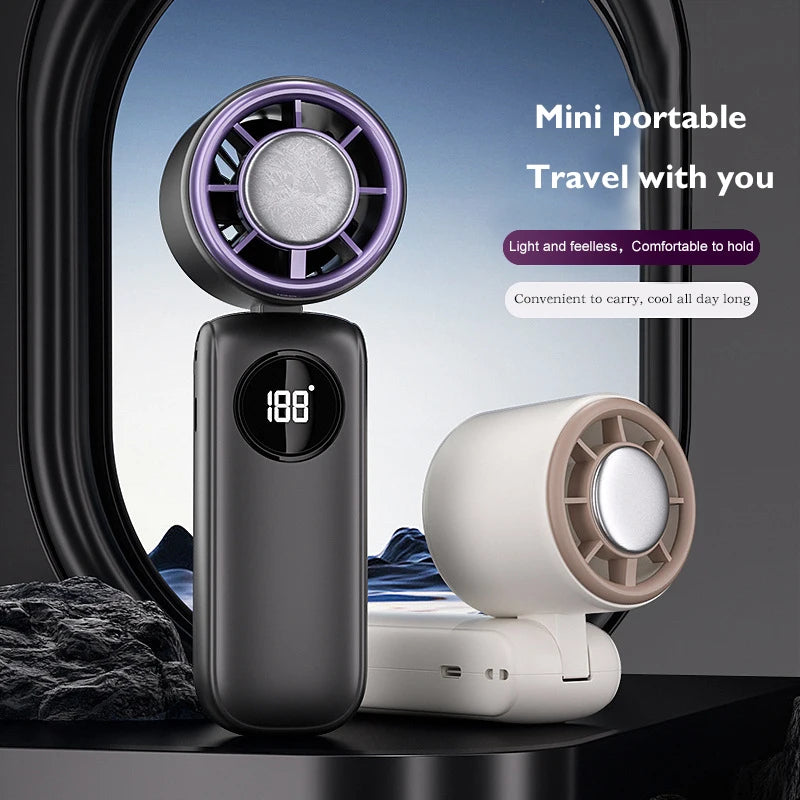 2026 Handheld Portable Cooling Fan 100 Speeds Adjustable Refrigeration Quite Mini Turbo Fan Type-C High Speed Cold Compress Fan