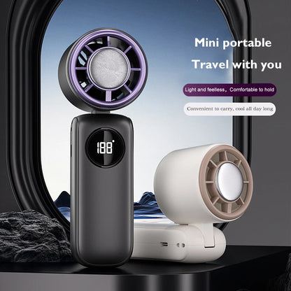 2026 Handheld Portable Cooling Fan 100 Speeds Adjustable Refrigeration Quite Mini Turbo Fan Type-C High Speed Cold Compress Fan