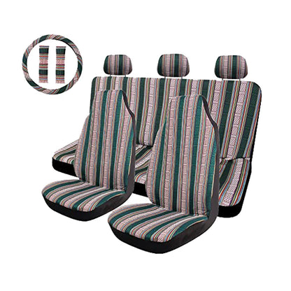 AUTO PLUS Car Seat Covers Set Baja Saddle Blanket Weave Universal Fit Most Car Seat Protection Steering Wheel Cover Protector by PDG ibma