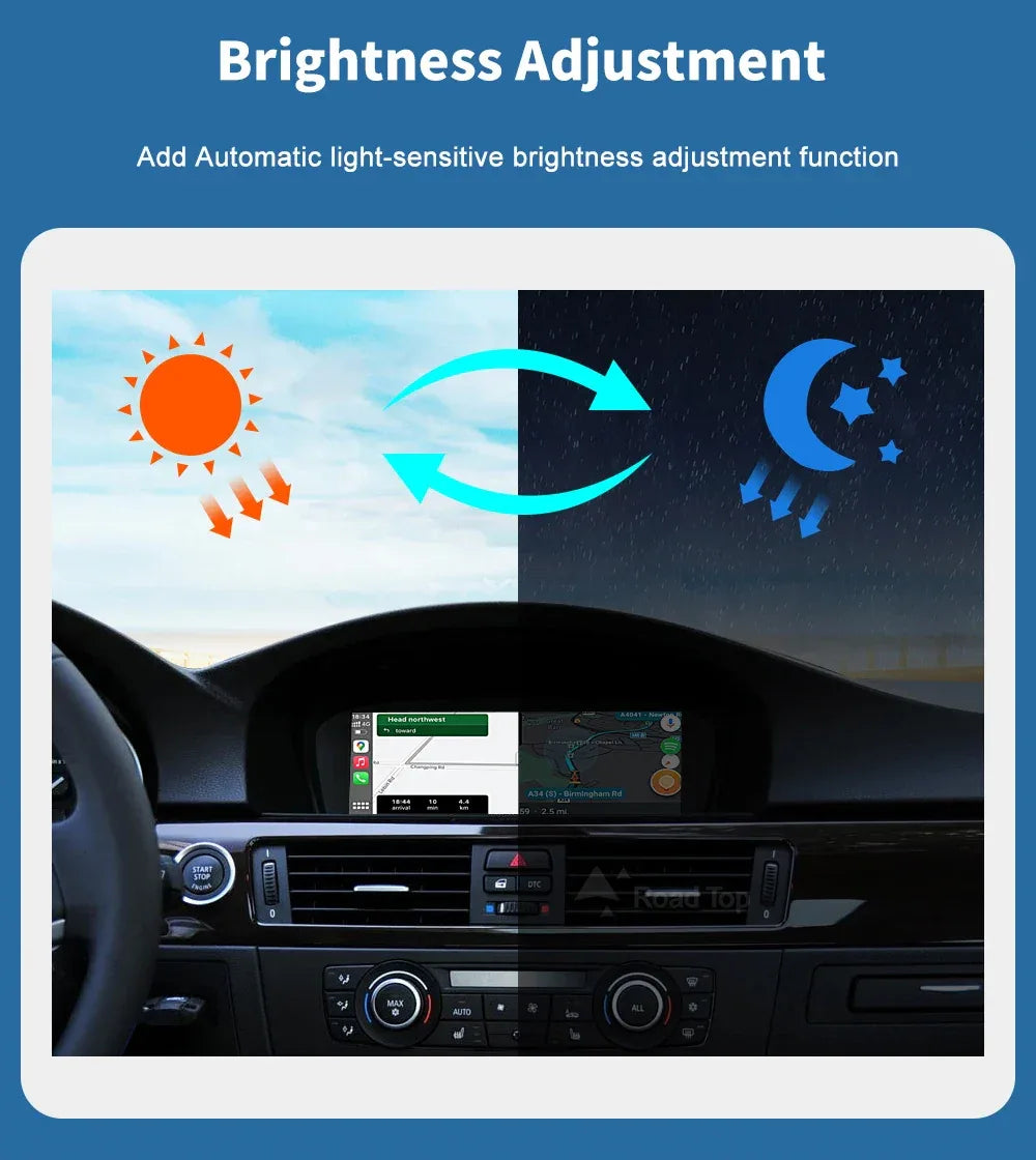 Road Top 8.8'' Wireless Carplay Android Auto Multimedia Display Screen For BMW 3 Series E90 E91 E92 E93 5 Series E60 E61 CCC CIC