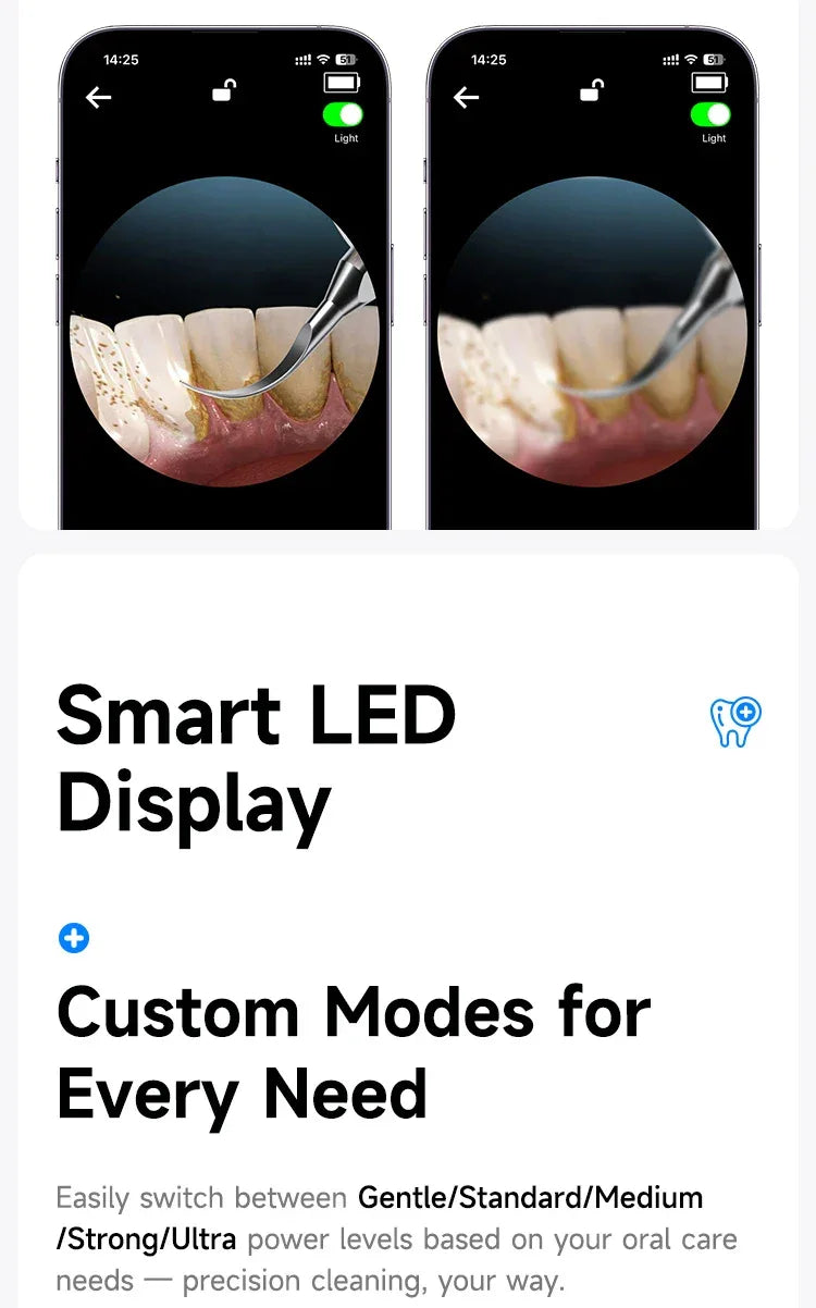 CURVY MOON Visible Electric Ultrasonic Tooth Cleaner with Camera Tartar Remover Tooth Stain Cleaning Tools Teeth Whitening Care