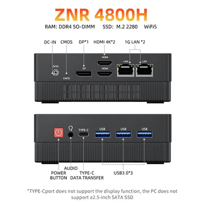 TexHoo Mini PC AMD R7 5800H 7730U up to 16G DDR4 512G NVMe Dual HDMI DP Wifi6 WDesktop Gaming Computer Dual Network Ports