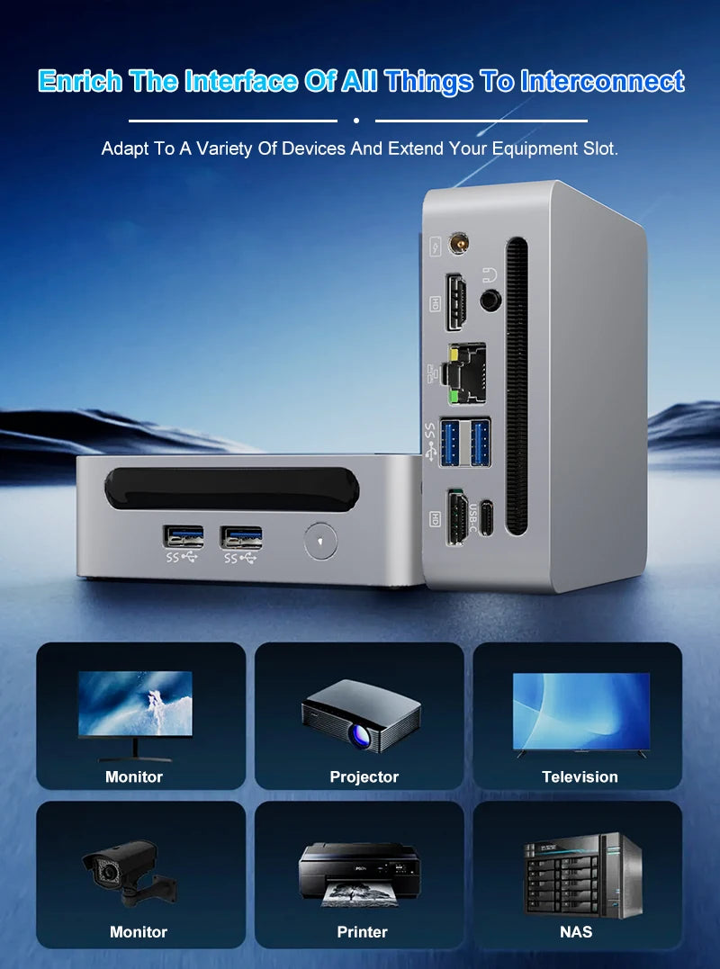 Mini PC with AMD Ryzen 7 7730U 7 5800U Mini Computer, Mini Gaming PC with USB Type-C Desktop Computer Supports Triple 4K Display