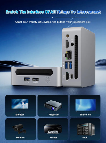 Mini PC with AMD Ryzen 7 7730U 7 5800U Mini Computer, Mini Gaming PC with USB Type-C Desktop Computer Supports Triple 4K Display