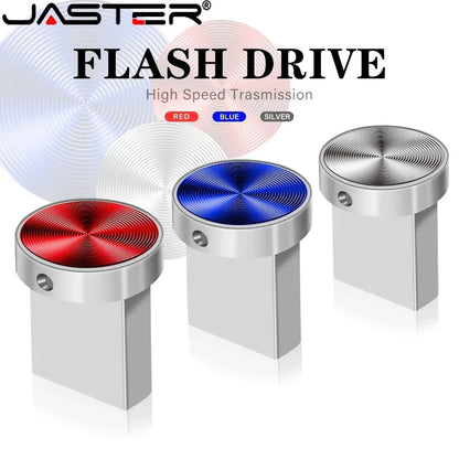 Mini Metal USB Flash Drive 128GB High Speed Memory Stick 64GB Blue Waterproof Pen Drive 32GB Circular Button USB Stick 16GB 8GB