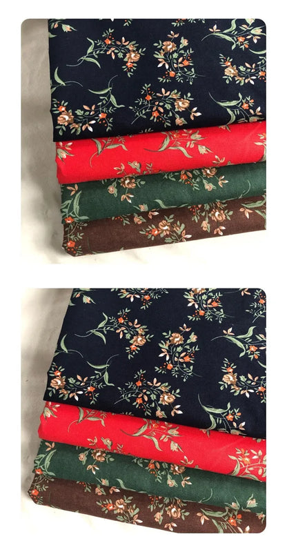 145cm Wide Printed Cotton and Linen Fabric Small Floral Patterns Retro Shirt Dress DIY Clothing Sewing Fabric 90% Cotton Content