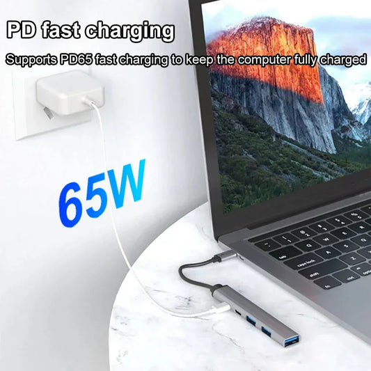 PD 65W C HUB Type C vers USB 3.0 HUB 5Ports adaptateur multi-répartiteur OTG pour Macbook Pro 13 15 Air Pro ordinateur