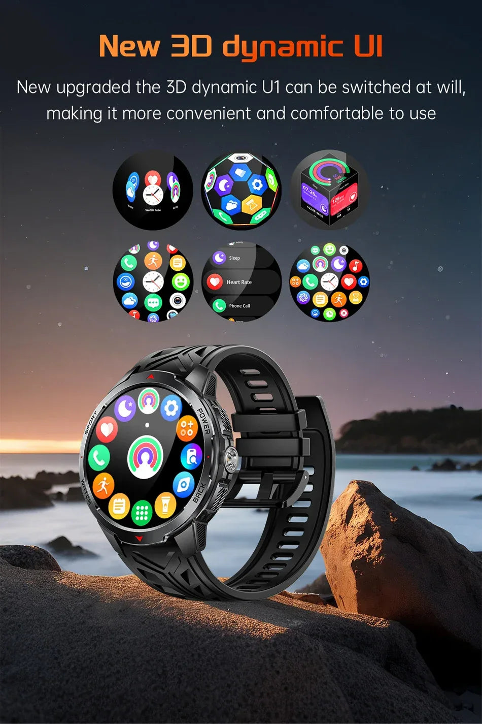 New T-Rex3 Pro 1100mAh Battery Smart Watch Men Compass 5ATM Waterproof Bluetooth Call Heart Rate Sports Run tracker Smartwatch