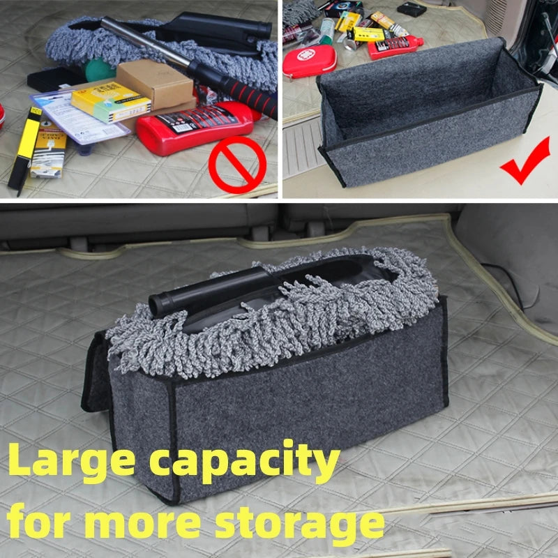 Car Trunk Soft Felt Storage Box - Large Anti-Slip Compartment Organizer, Auto Boot Storage Accessories