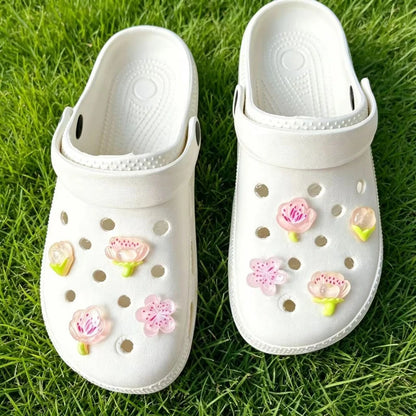 Hot sales Fashion shoe Charms for Iced Cherry Blossoms Clogs Shoe Buckle Cute shoe Accessories Decoration for Girls Gift