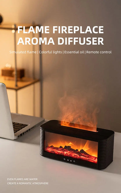 250ml Flame Fireplace Aroma Humidifier Colorful Light Aromatherapy Essential Oil Diffuser with Timed Auto Off for Home Bedroom