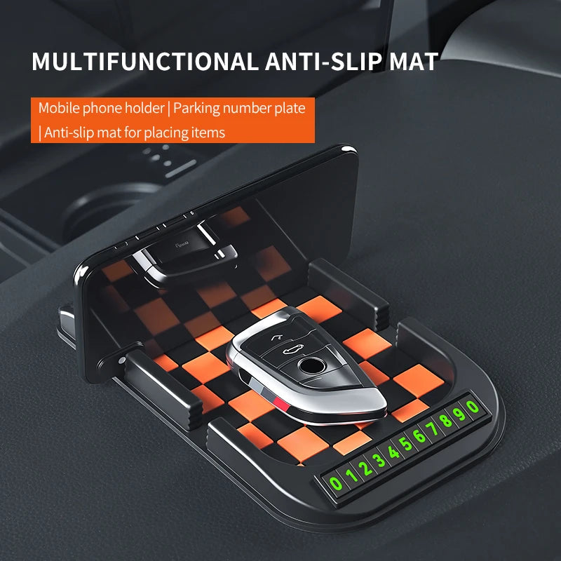 Car Phone Holder, Multifunctional, Dashboard Anti-Slip Mat, Navigation Stand, Parking Number Plate