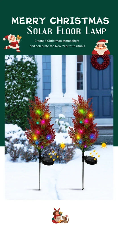 Solar LED Lights Christmas Tree Lawn Lamp Holiday Lantern For House Festive Wedding Courtyard Garden Decoration RGB Light