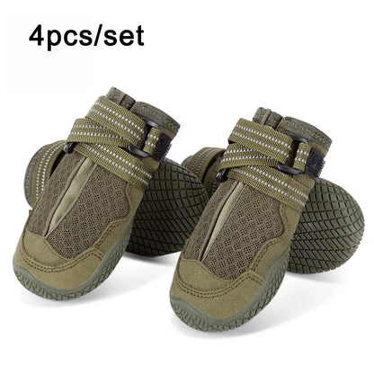 TRUELOVE Pet Shoes Waterproof Anti-slip for Puppy Medium and Large Dog Protect Pet Feet ArmyGreen Winter Snow 2/4pcs/set YS1891