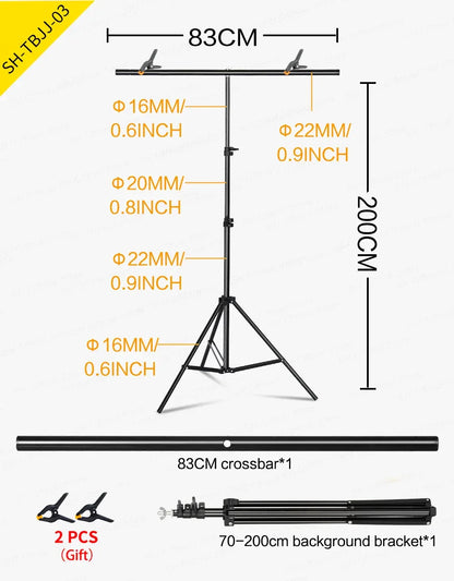 T-shaped Photography Background Stand Adjustable Support System For Photo Studio Green Screen Chromakey Backdrop Accessories