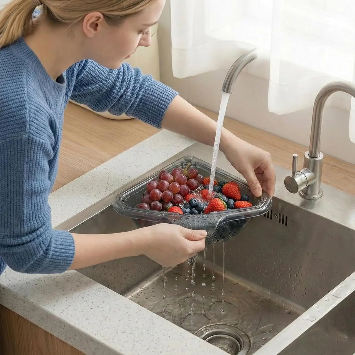 Creative Triangular Sink Drain Basket Transparent Multifunction Kitchen Organizer Hanging Filter Mesh Basket Sink Gadgets
