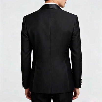 Men Suit Black 2 Pieces Double Button With Black Lapel For Wedding Groom Business Birthday Banquet Work Suit Jacket And Pants