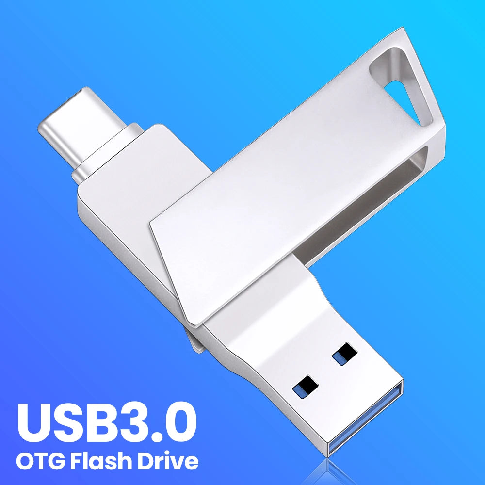 New Metal Type-C Rotatable USB 3.0 Flash Drive 32GB Computer And Phone Dual-Use Rotating Design Durable Data Storag Pen Drives ﻿