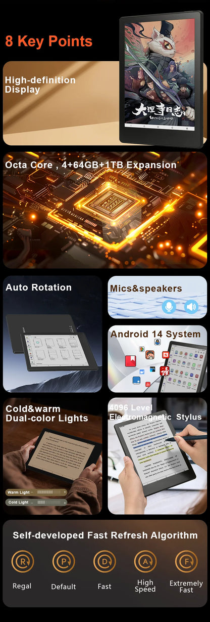 Meebook M8C 7.8" color ink  Android 14 Ebook reader электронная книга  with google play store and fast refresh 4G RAM 64GB ROM