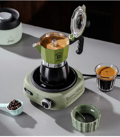 Bincoo Double valve Moka Pot Set Electric Stove Coffee Pot Household Italian Espresso Machine Mocha Pot Barista Accessories 220V
