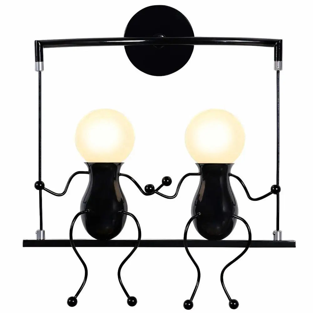 Humanoid Creative Wall Light Modern Simple Little Man Bedside Lamp Sconce Indoor Decor Hanging Lighting for Children Bedroom LED