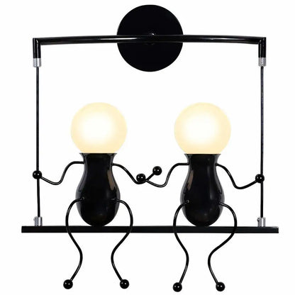 Humanoid Creative Wall Light Modern Simple Little Man Bedside Lamp Sconce Indoor Decor Hanging Lighting for Children Bedroom LED