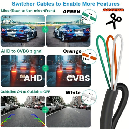 Car Camera Rear Front Side View AHD 1080P Fisheye Wide Angle Lens Backup Camera CVBS Switch Guideline ON/OFF