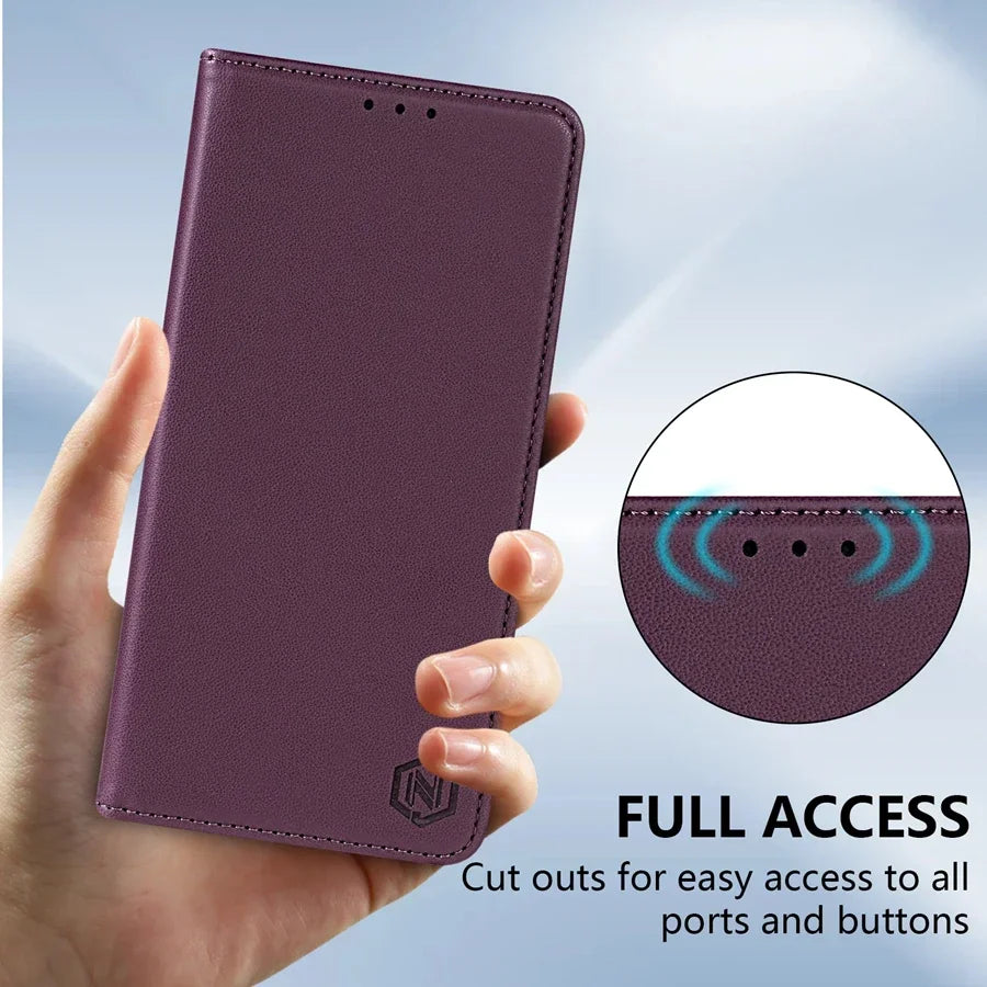 Wallet Skin friendly Magnetic Card Slot Flip Leather Case For Xiaomi 14T Poco X7 C75 M7/X6 Pro Redmi 14C 13 A4 Note 14 Pro+ 14S