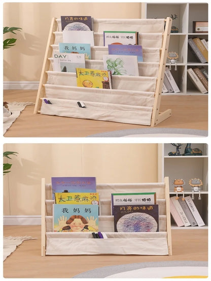 Home Multitier Solid Wood Reading Bookshelf Removable Floor Storage Bookshelf Children's Picture Book Organizer Storage Bookcase