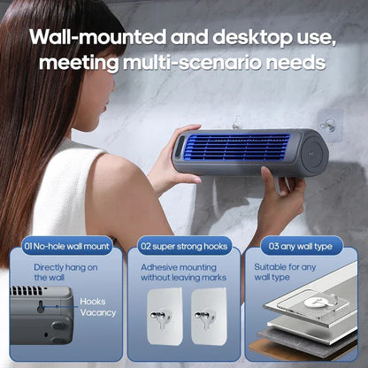 Portable Household Quiet Tower Fan 3 Speeds Wall Mounted Air Conditioning Fan 2000mAh Non-drilling Circulating Fan Room Kitchen