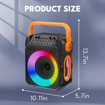 Karaoke Machine for Adults, Karaoke Speaker with Two Wireless Microphones, Portable Bluetooth Speaker PA System for Party, Kara