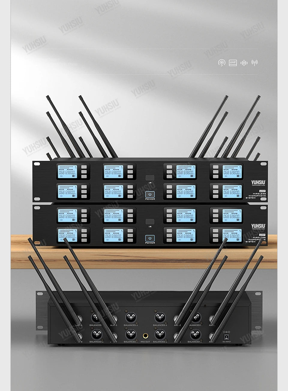 YUHSIU Professional UHF Wireless Microphone 8 channels Handheld lavalier Headset FM Mic For stage performance Band conference