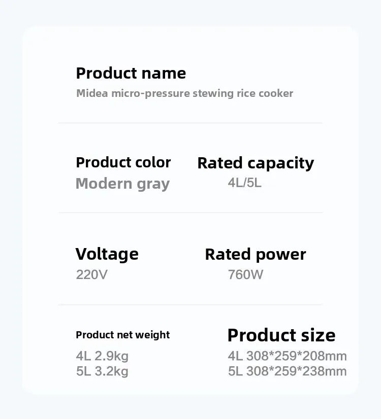 Home-use smart rice cooker with timer function, 4L/5L multi-functional non-stick large capacity MB-RE430