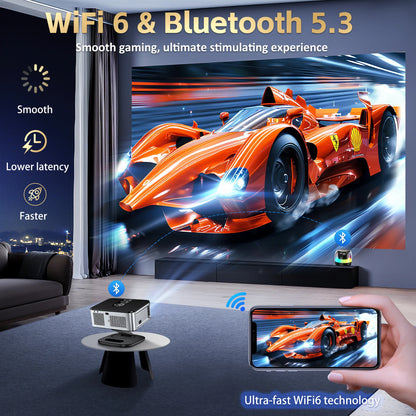 HORLAT Google TV Projector 40000 Lumens Bluetooth Voice Control Auto Focus Android 11 WiFi 6 4K UHD Home Theater Movie Projector