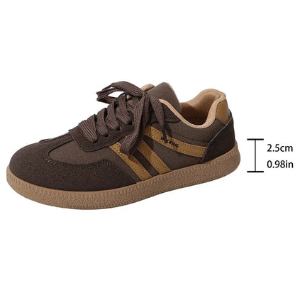 White Platform German Training Shoes Women 2026 Spring Non Slip Thick Sole Casual Sneakers Woman Lace Up Sport Shoes Flats Mujer