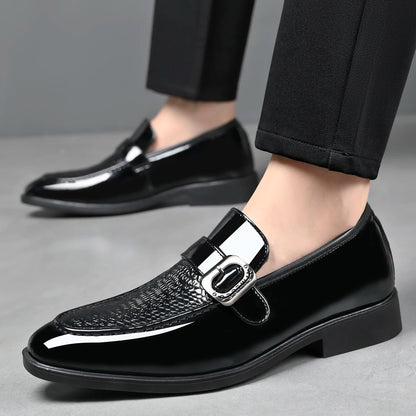 Men's Fashionable British Style Leather Shoes Slip-On Loafers Comfortable Anti-Slip Formal Derby Shoes-HT187