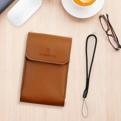 Carrying Case PU Leather Shockproof Portable Storage Bag with Lanyard Protection Case for Anbernic RG34XX Handheld Game Console