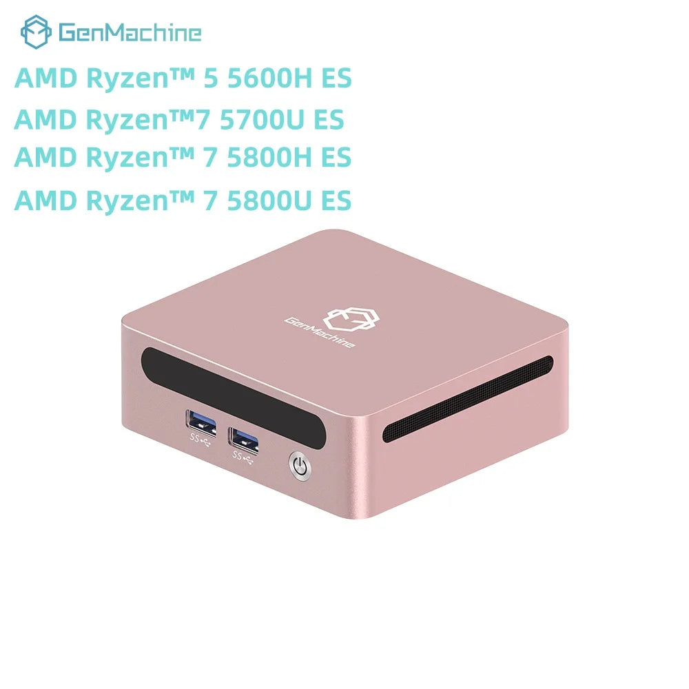 GenMachine Mini PC AMD Ryzen 5600H 5700U 5800H 5800U ES Windows 11 Ryzen DDR4 WiFi6 Gaming Pc Diy Gaming Computer