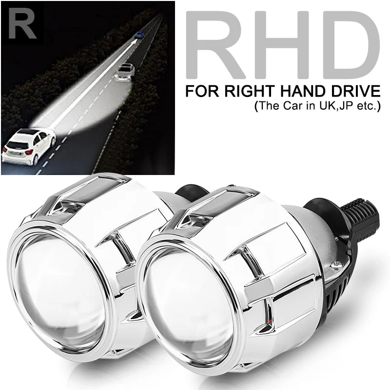 H4 H7 Bi LED Projector Lens 2.5 Inch LED Lights for H4 H7 9005 HB3 9006 HB4 Car Headlight Bulb Hi/Low Beam Retrofit Car Styling