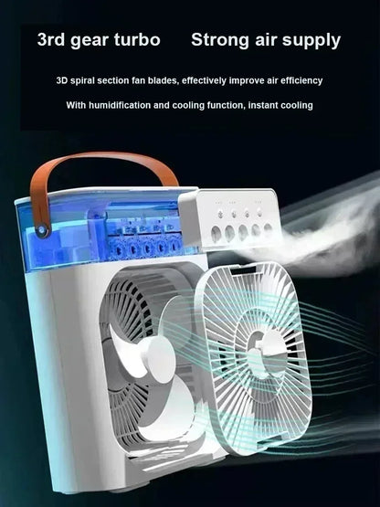 500mL Tank Portable Evaporative Air Cooler - Doubles As Fan, Humidifier; Quiet Mist Spray for Home, Room, Camping, Car, Office
