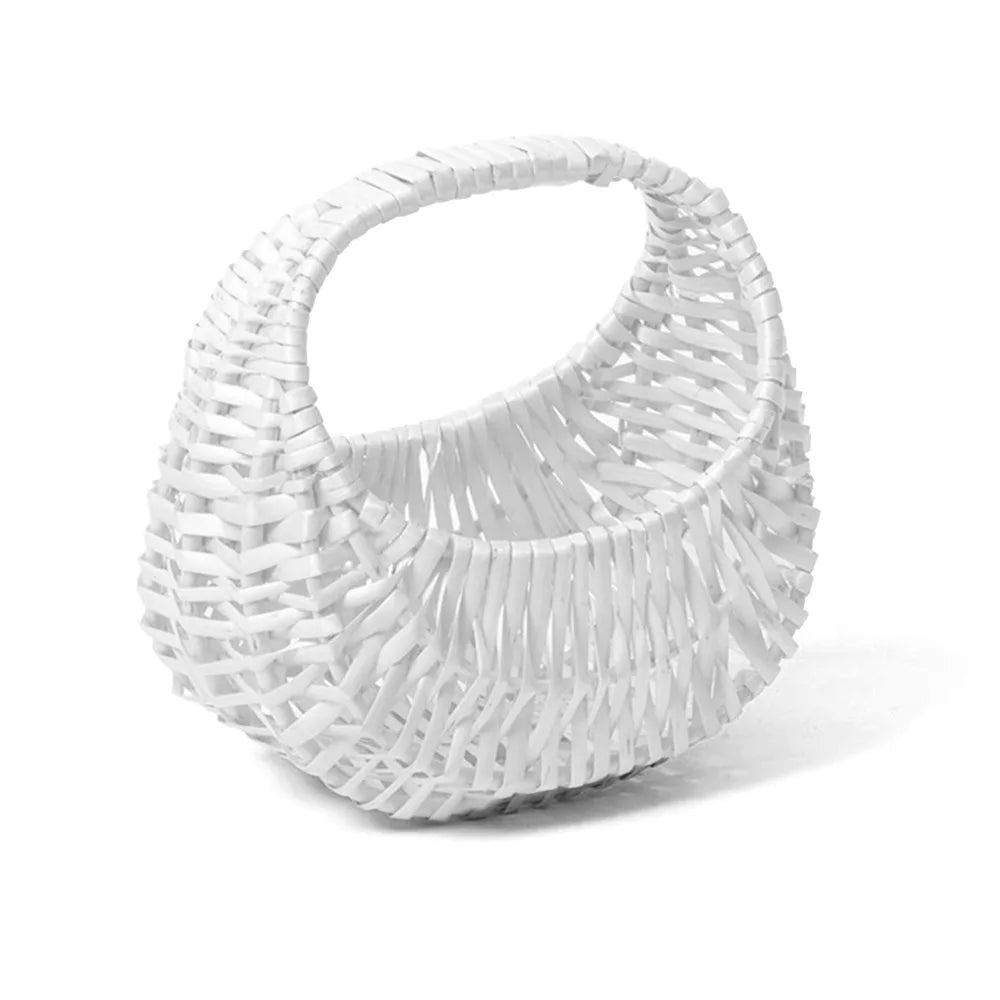 Willow Woven Hand-held Flower Basket DIY Flower Basket Picnic Rattan Basket Storage Basket Photography Props Holiday Gift Basket