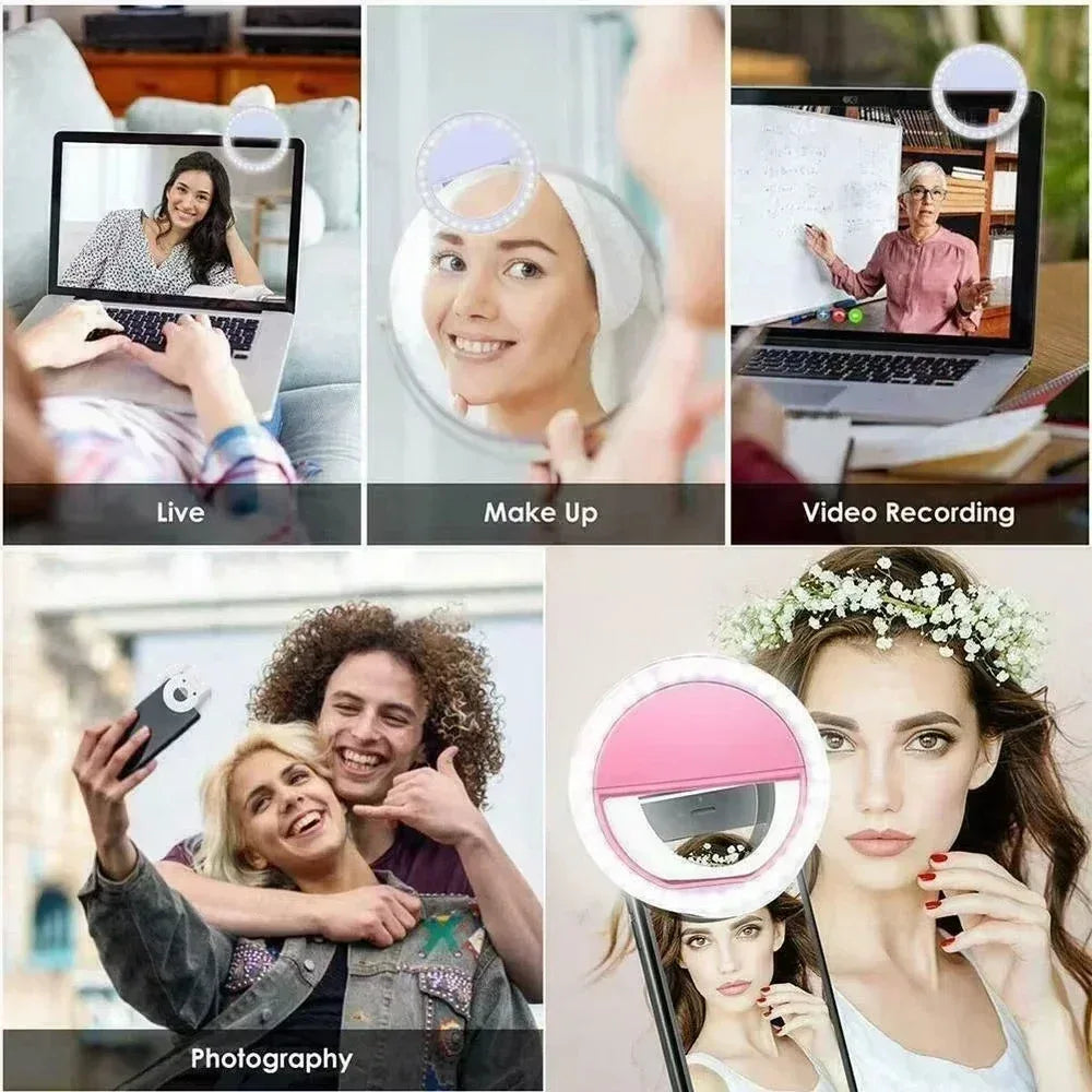Led Selfie Ring Light USB Charge LED Selfie Fill Light Mobile Phone Live Broadcast Video LED Selfie Ring Lamp For All Smartphone