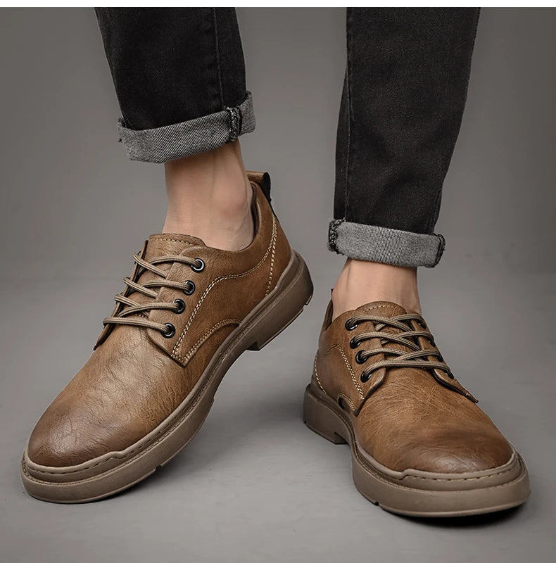 Spring Autumn Casual Men Retro Leather Shoes 2023 Fashion British Style Anti-skid Chaussure Homme Cuir Luxury Brand Designer