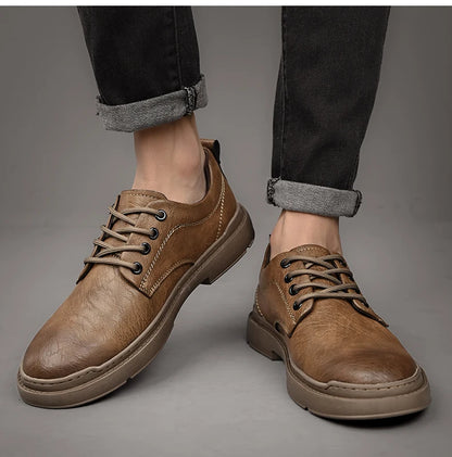 Spring Autumn Casual Men Retro Leather Shoes 2023 Fashion British Style Anti-skid Chaussure Homme Cuir Luxury Brand Designer