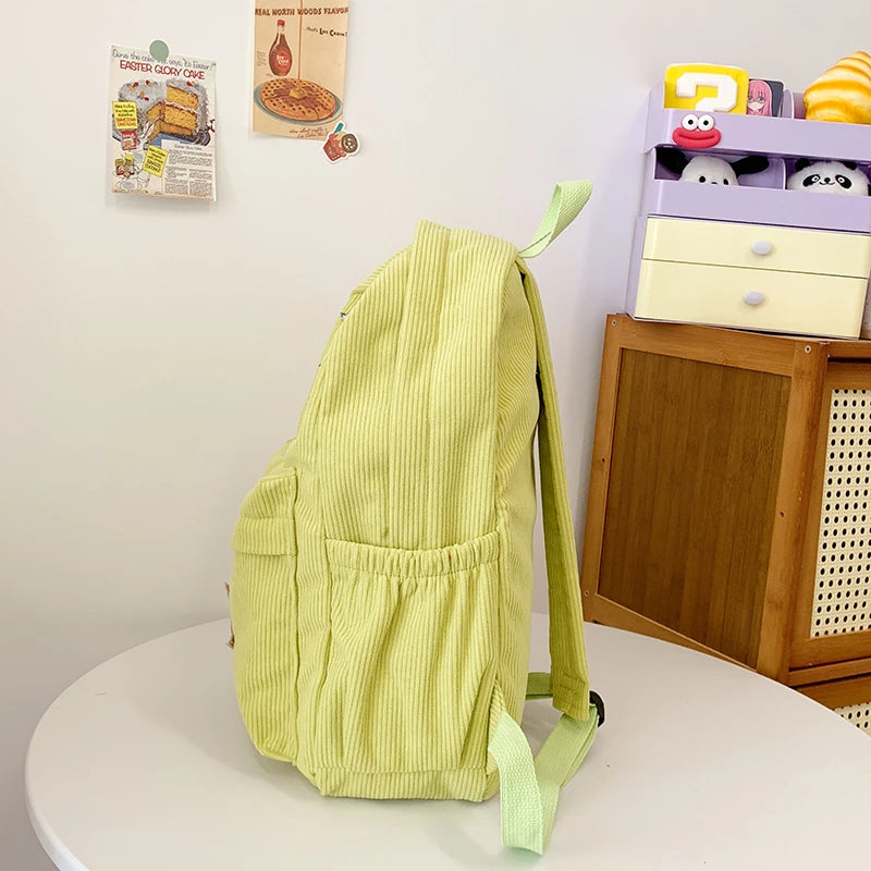 Women Schoolbag Waterproof Large Capacity School Backpack Smooth Zipper Solid Color Teens Girl Casual Daypack Bag Student Supply