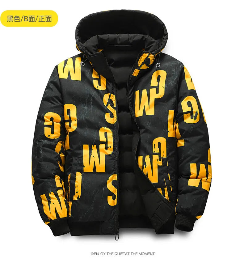 Men Autumn Winter Cotton Jacket Warm Comfortable Padded Thickened Down Jacket 2024 New Double-Sided Clothes Removable Cap M-5XL