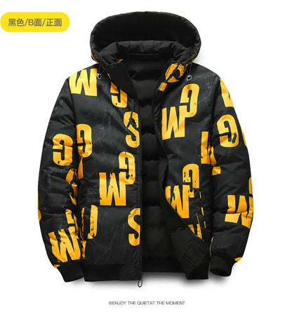Men Autumn Winter Cotton Jacket Warm Comfortable Padded Thickened Down Jacket 2024 New Double-Sided Clothes Removable Cap M-5XL