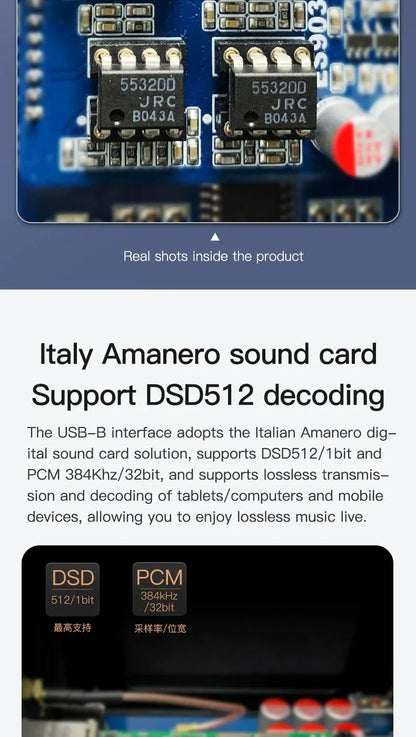 Flagship HIFI Digital Music Player ES9038Q2M DAC DSD512 Lossless Decoding Audio Decoder QCC5125 Bluetooth 5.1 AMANERO USB