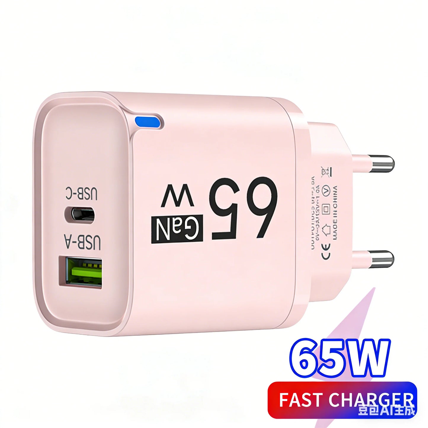 GaN 65W USB C Charger 3 Ports Quick Charge 3.0 QC3.0 Fast Charger Travel Wall Adapter for iPhone Samsung Xiaomi Huawei EU UK US