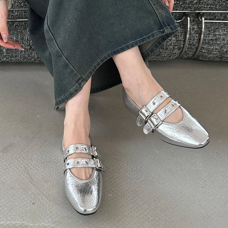 Female Buckle Strap Footwear Round Toe Ladies Flats With Dance Shoes Soft Fashion Shallow Women Ballet Flats Shoes
